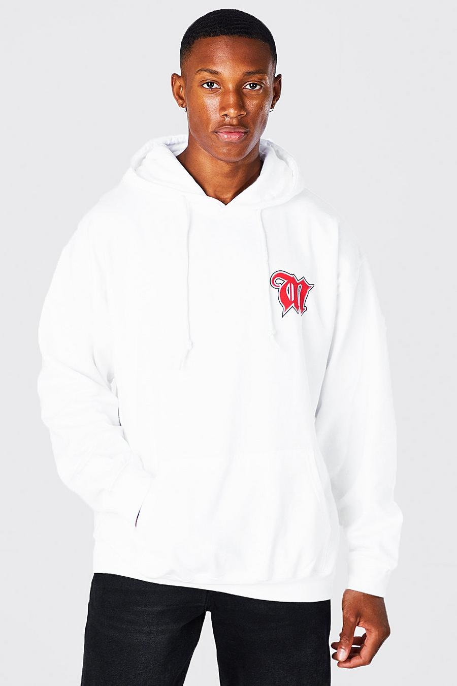 White Oversized M Hoodie image number 1