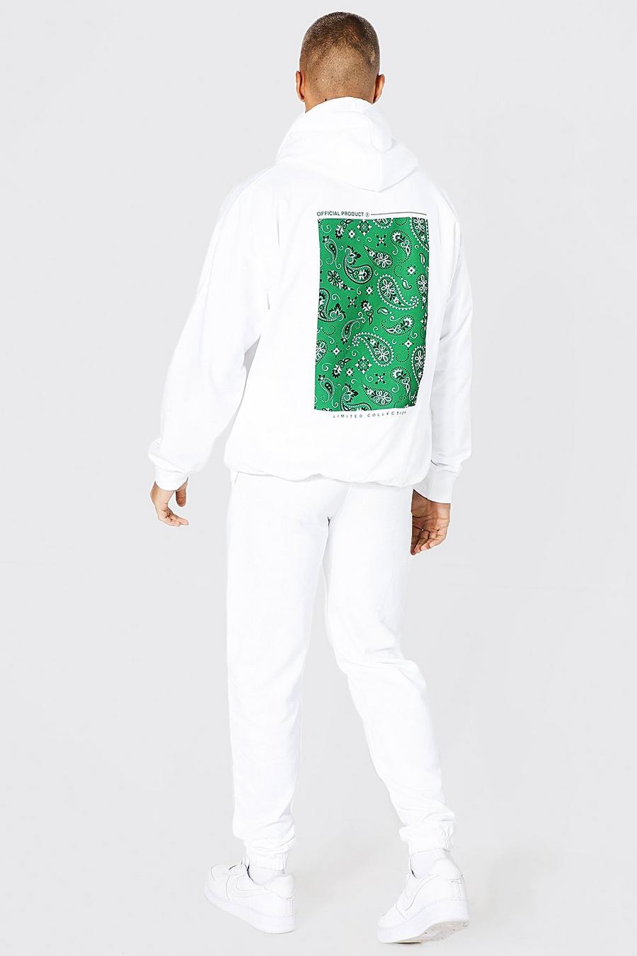 לבן חליפת טרנינג - קפוצ'ון אוברסייז עם כיתוב Official והדפס בנדנה image number 1