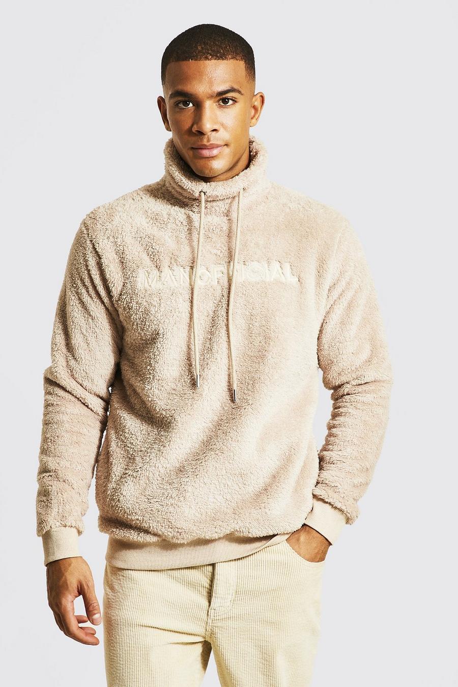 Sand beige Man Official Borg Sweatshirt With Snood