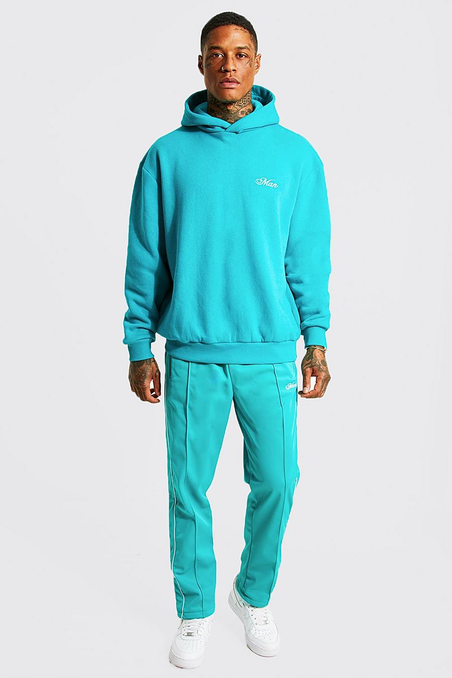 Green Oversized Man Hooded Tracksuit image number 1