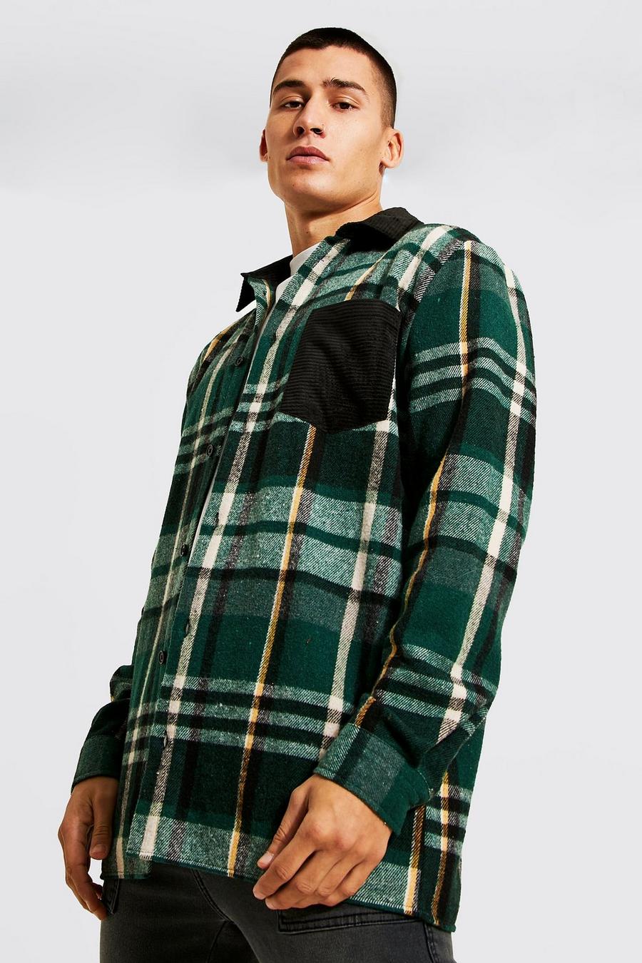 Forest Longline Heavyweight Check Overshirt With Cord image number 1