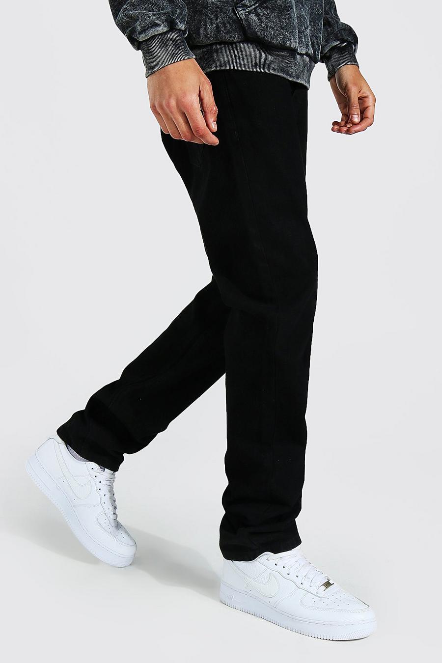 שחור אמיתי ג'ינס בגזרה משוחררת, לגברים גבוהים