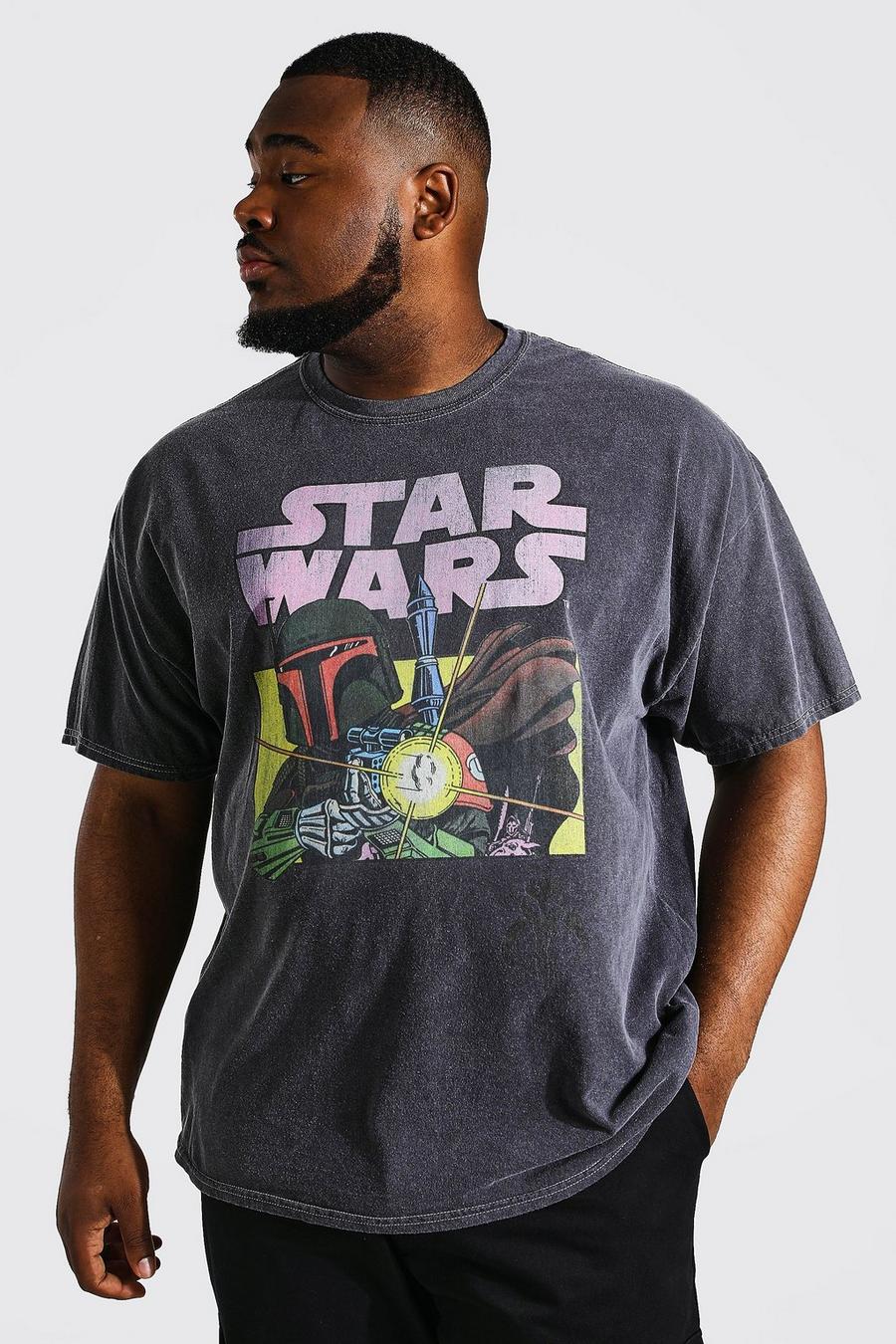Charcoal Plus Gelicenseerd Acid Wash Gebleekt Star Wars T-Shirt image number 1
