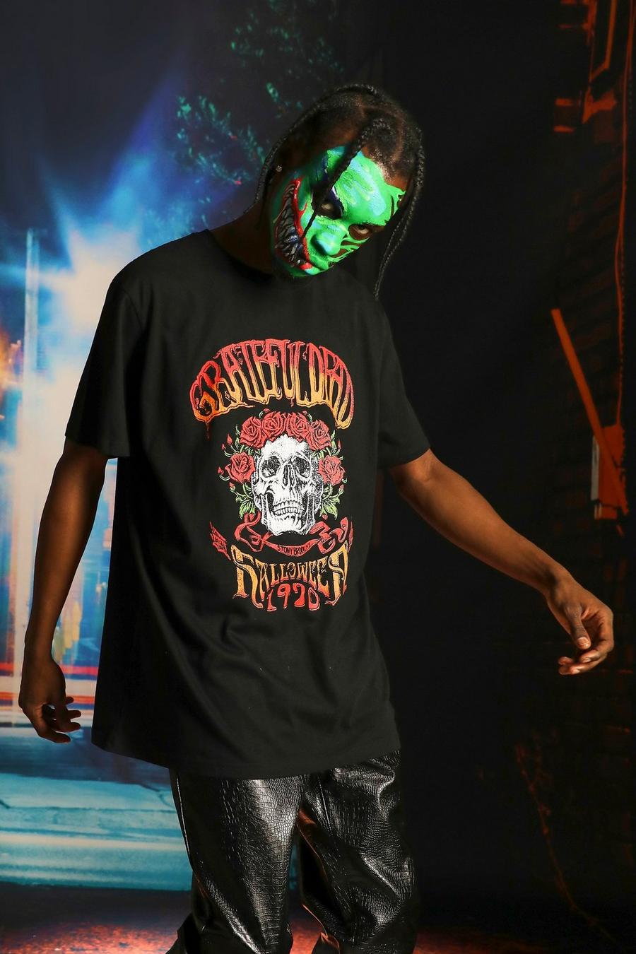 Black Oversized Grateful Dead Skull License T-shirt image number 1