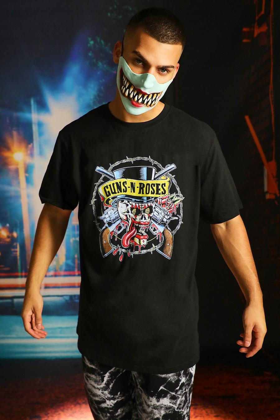Camiseta oversize con estampado de calavera de Guns N' Roses, Black image number 1