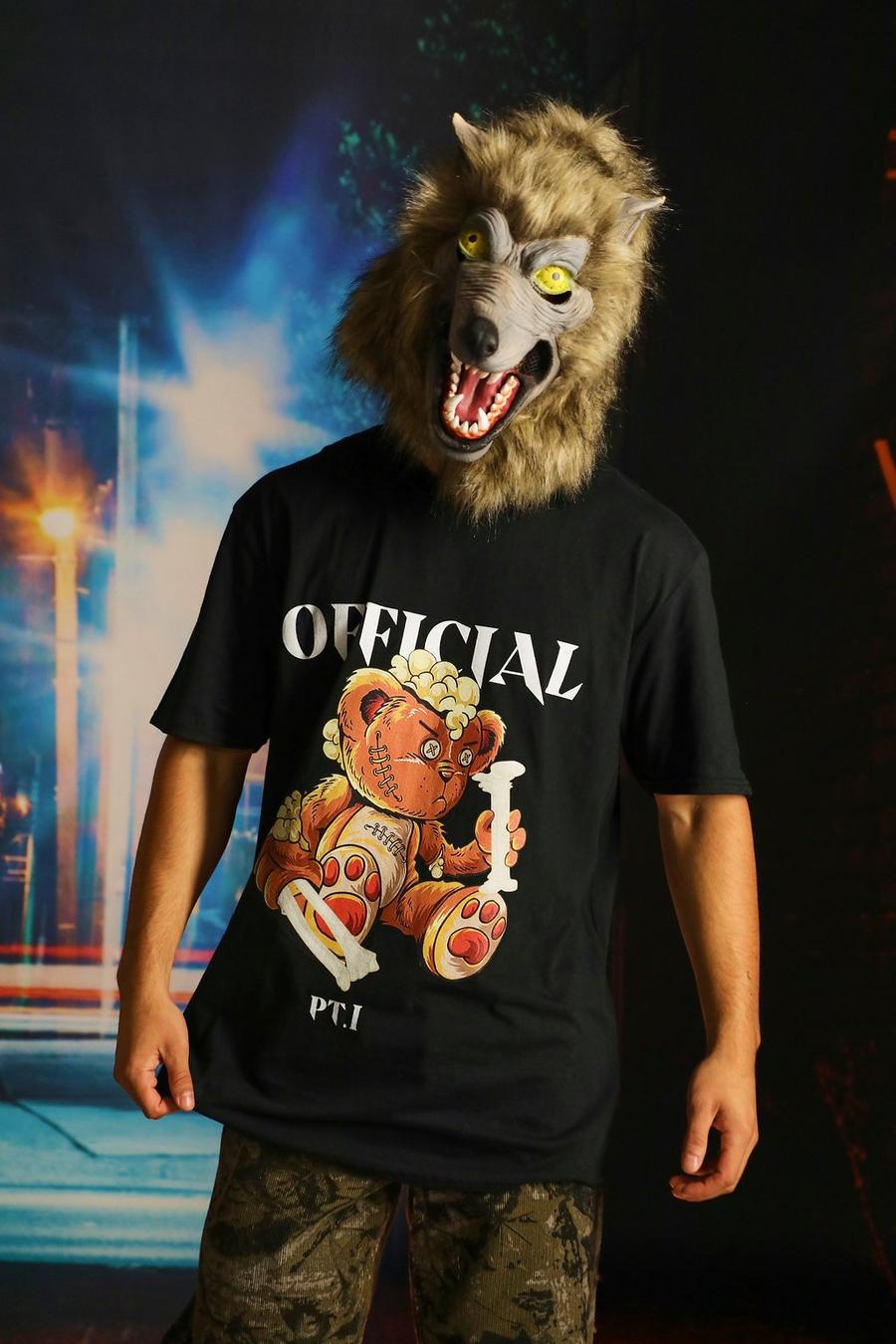 Black Oversized Official Halloween Teddy T-Shirt image number 1
