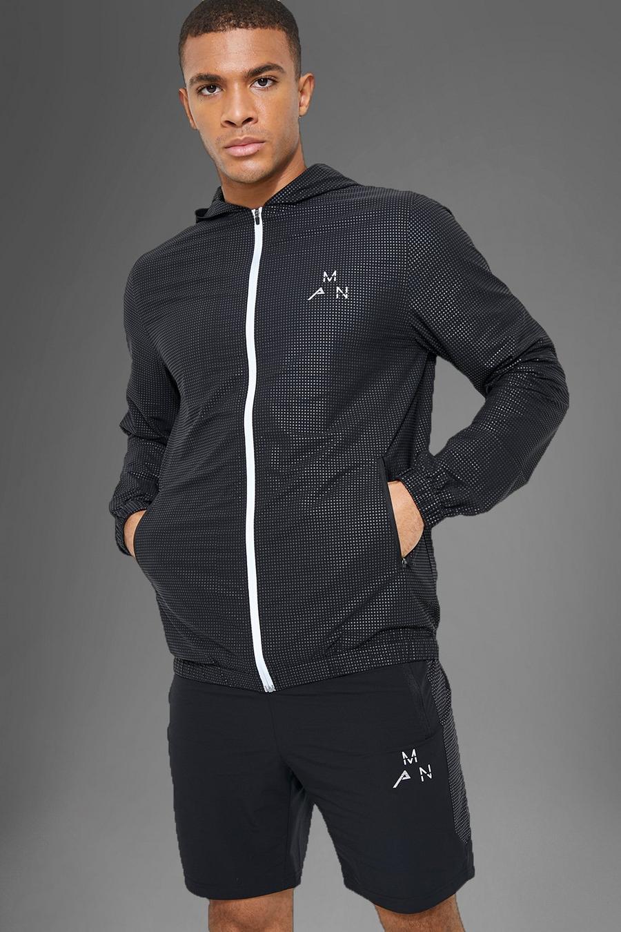 Silver Man Active Gym Reflective Print Windbreaker image number 1