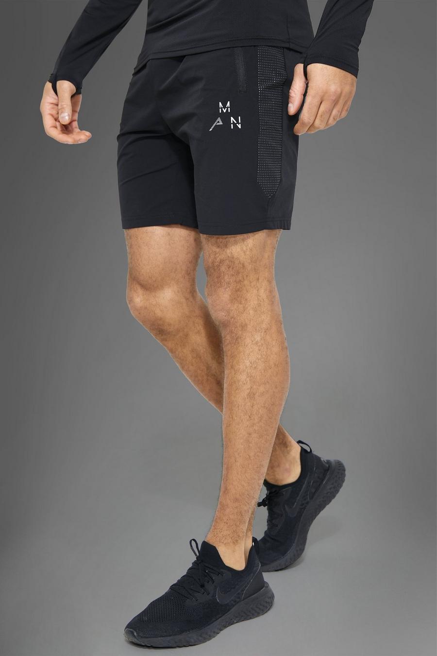 Black Man Active Reflecterende Fitness Shorts Met Paneel