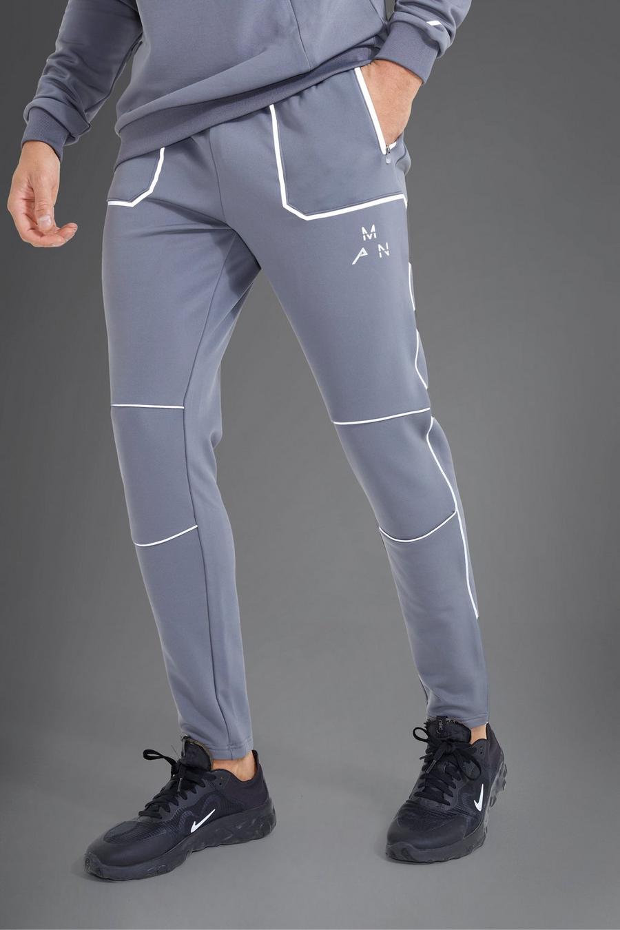 Pantaloni tuta Man Active Gym per alta performance riflettenti, Charcoal gris