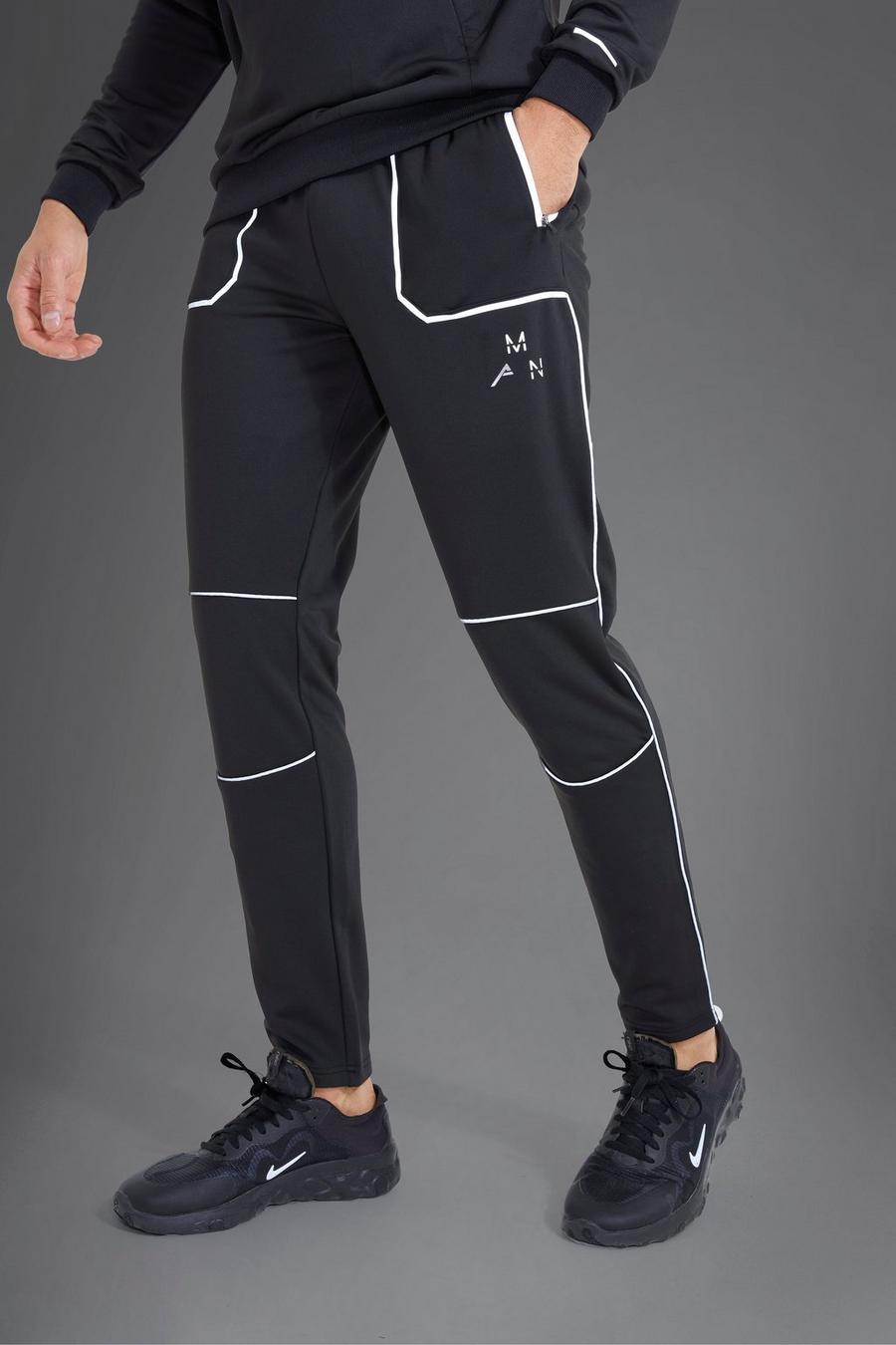 Pantaloni tuta Man Active Gym per alta performance riflettenti, Black nero