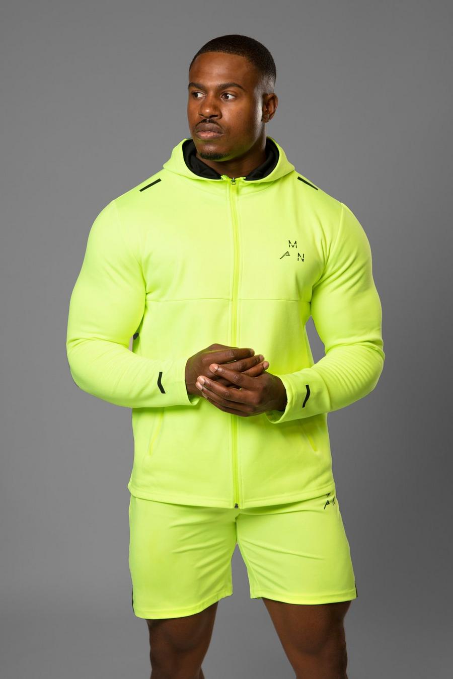 Man Active Gym Kontrast-Hoodie, Neon image number 1