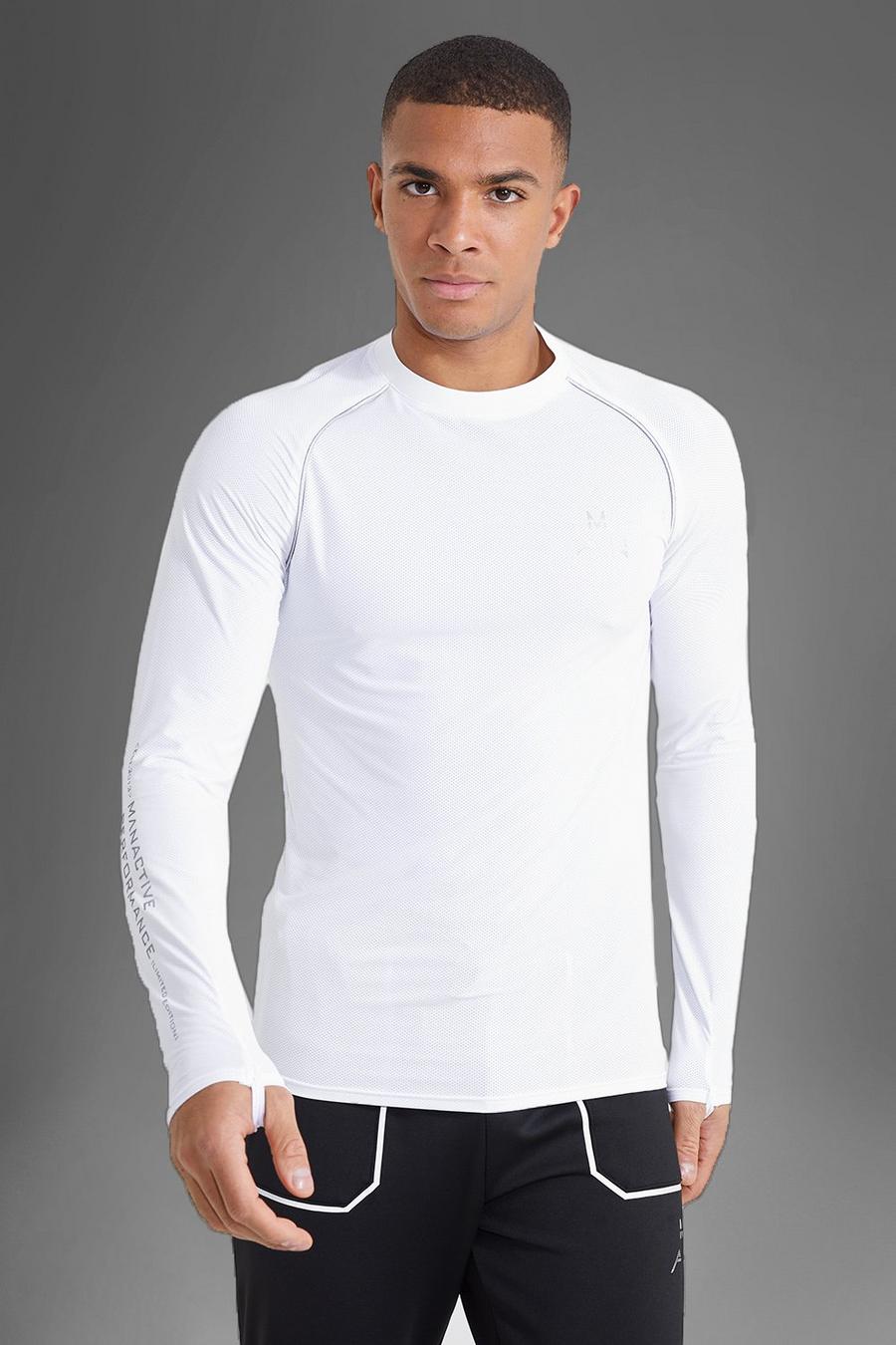 White Active Gym Reflective Print Long Sleeve Top image number 1