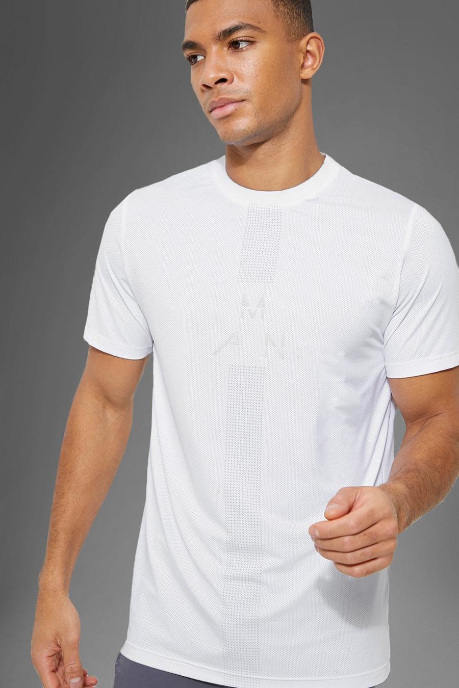 T-shirt de sport à empiècement réfléchissant - MAN Active, White image number 1