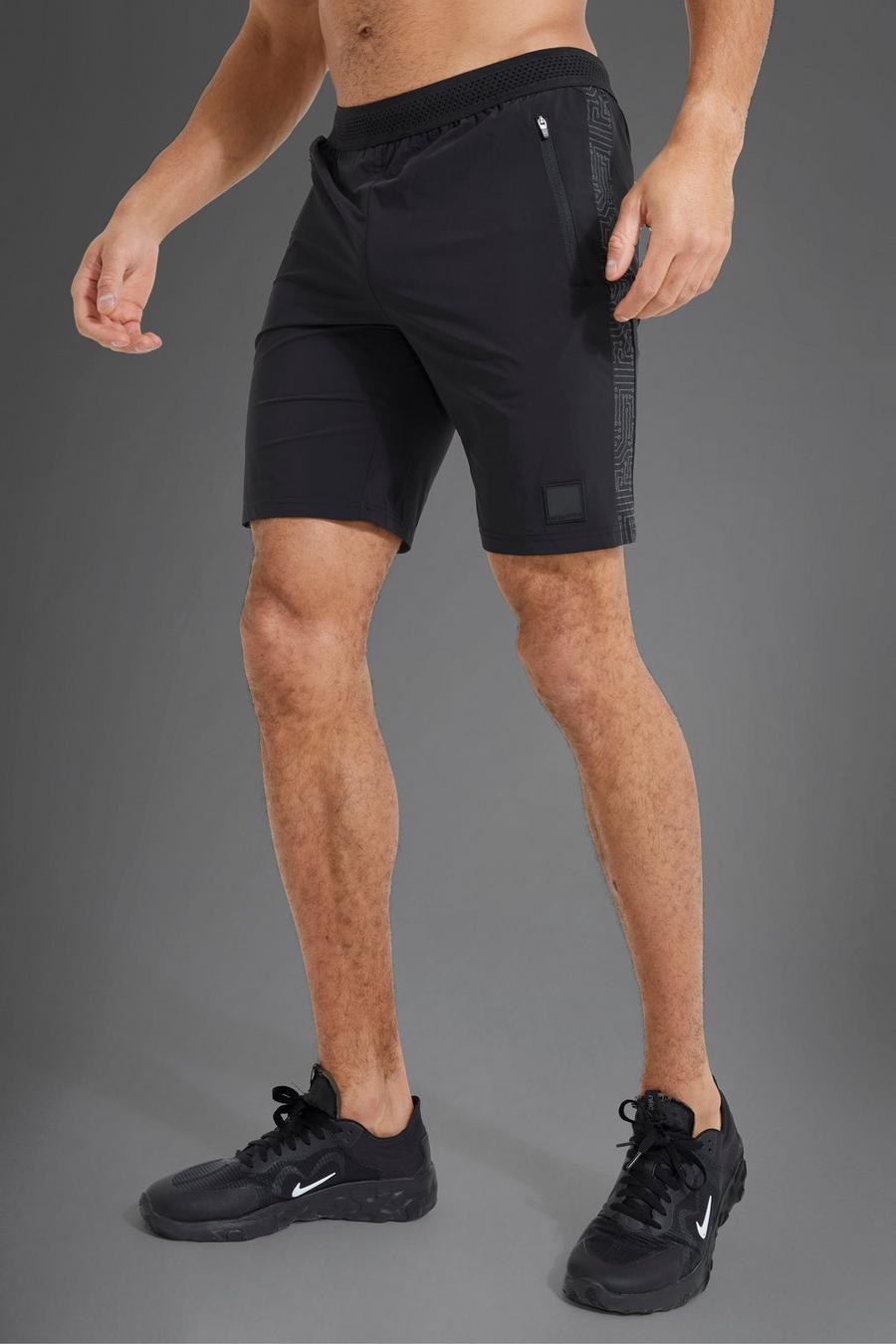 Black Man Active Gym Reflective Panelled Shorts image number 1