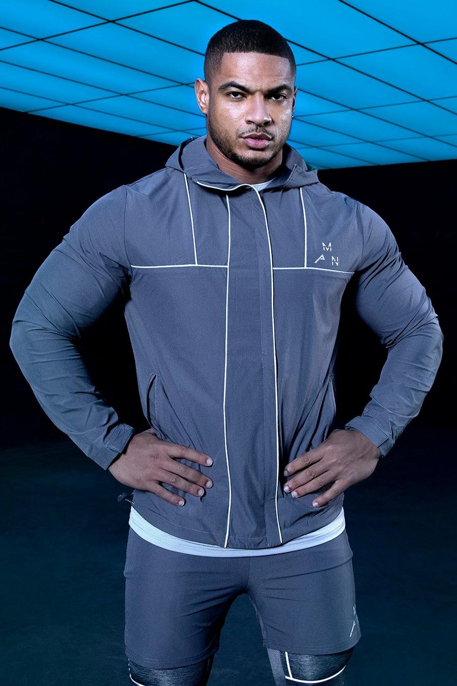 Man Active Gym Jacke mit reflektierendem Detail, Charcoal grey