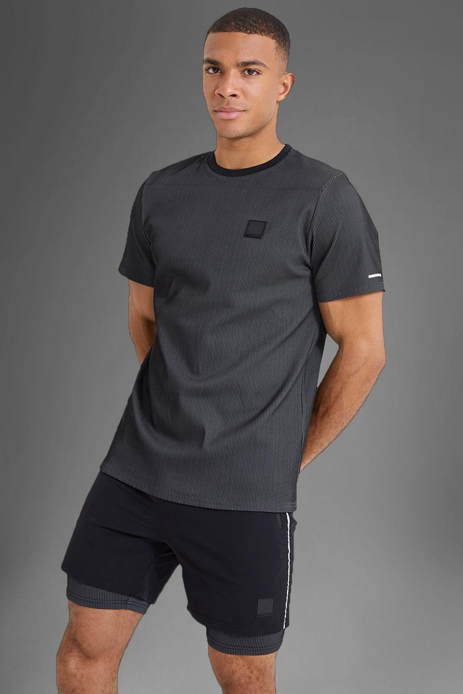 Camiseta MAN Active deportiva resistente de canalé, Black image number 1