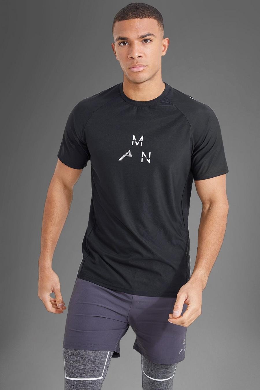 Black Man Active Gym Reflective Logo T-Shirt