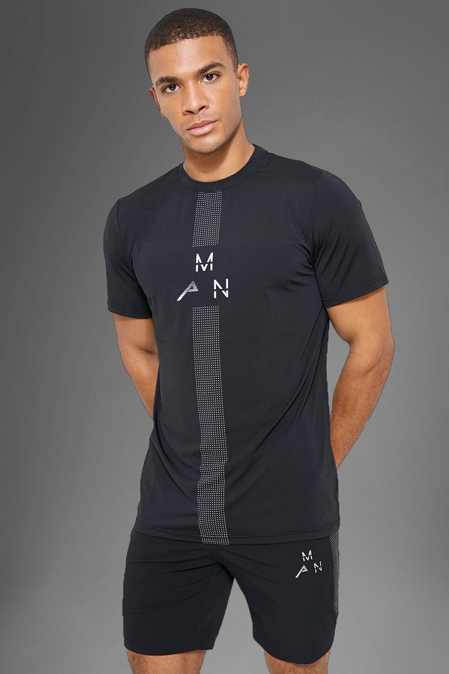 Black Man Active Gym Reflective Panel  T-Shirt image number 1