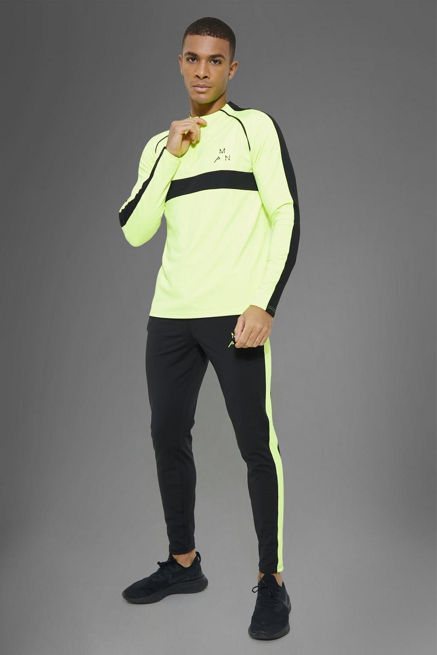 Man Active Gym Neon Detail 1/4 Zip Tracksuit image number 1