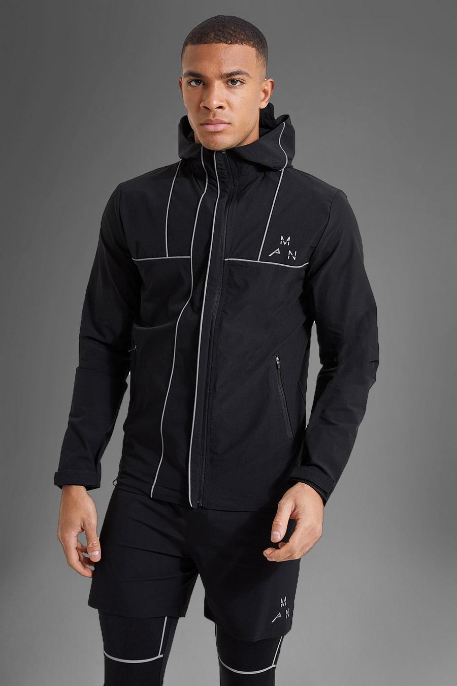 Black noir Man Active Gym Reflective Detail Jacket
