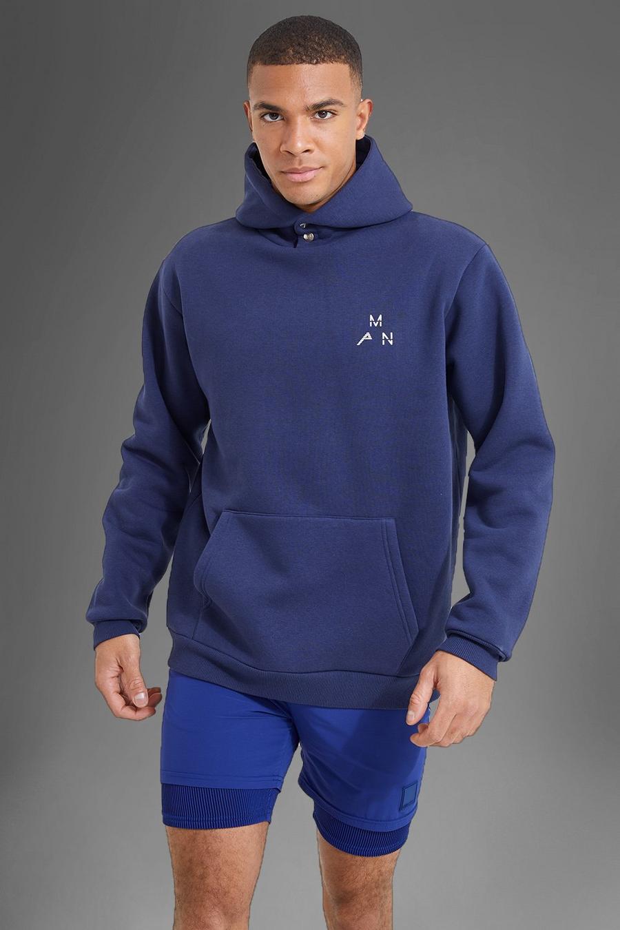 Navy Man Active Gym Popper Button Hoodie image number 1