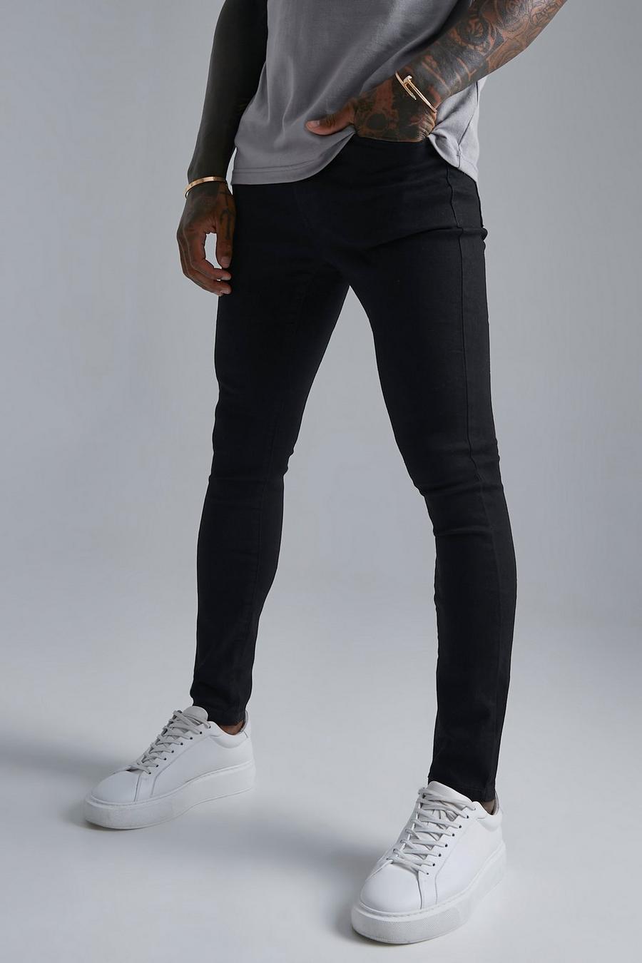 True black Super skinny jeans med slitna detaljer och dragkedjor image number 1