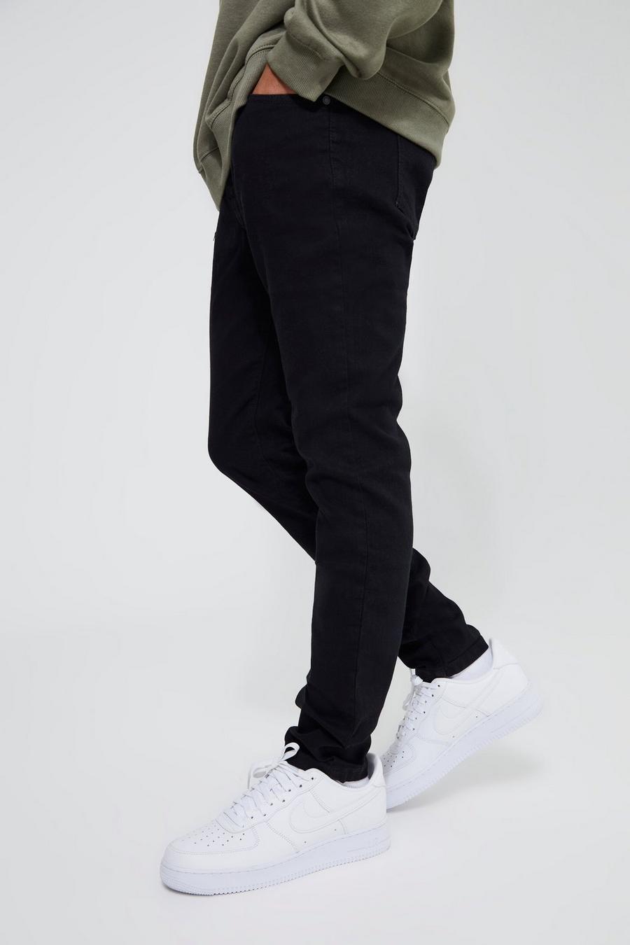 שחור אמיתי מכנסי ג'ינס סקיני נמתחים