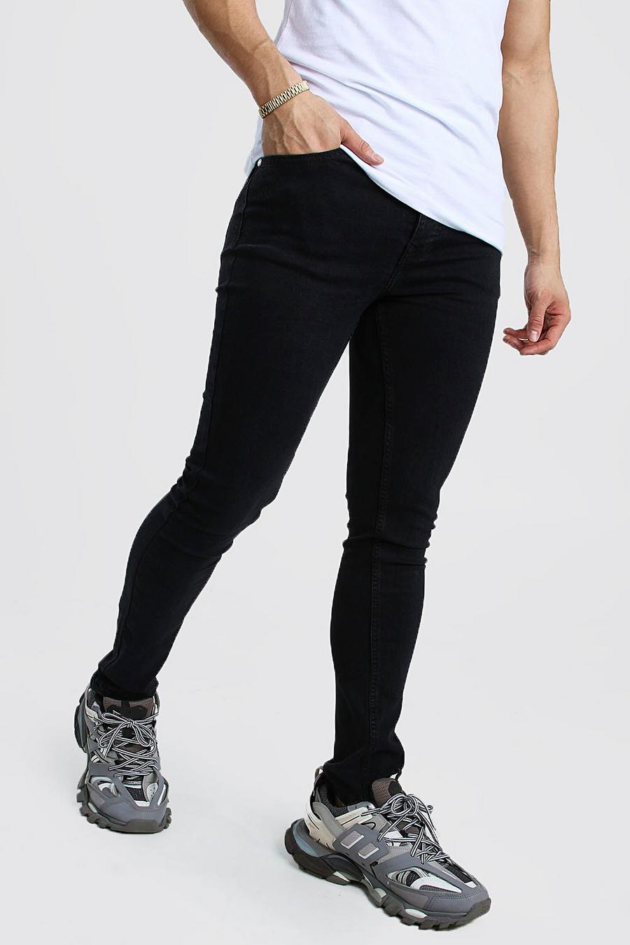 Womens Mens Clothing Mens Jeans Skinny jeans Boohoo Denim Skinny Stretch Palm Printed Jeans in Black 
