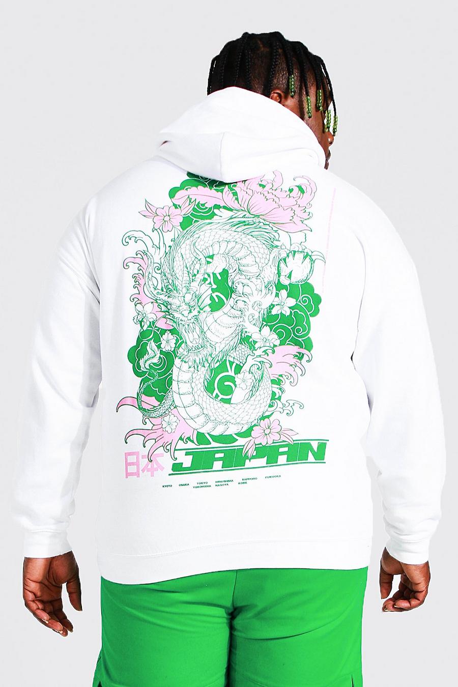 White Plus Dragon Front And Back Graphic Hoodie image number 1