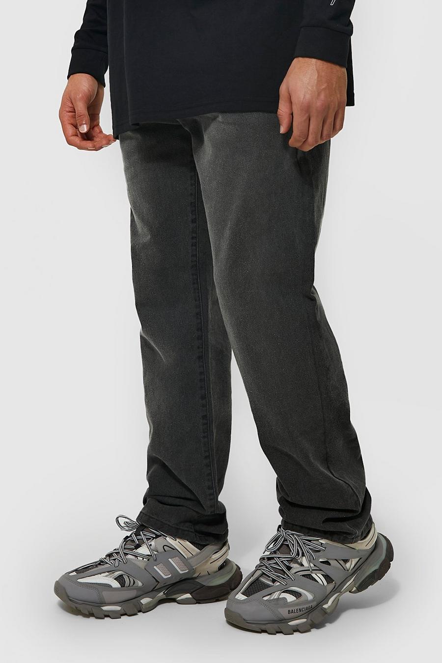 Dark grey grå Relaxed Fit Rigid Jeans image number 1