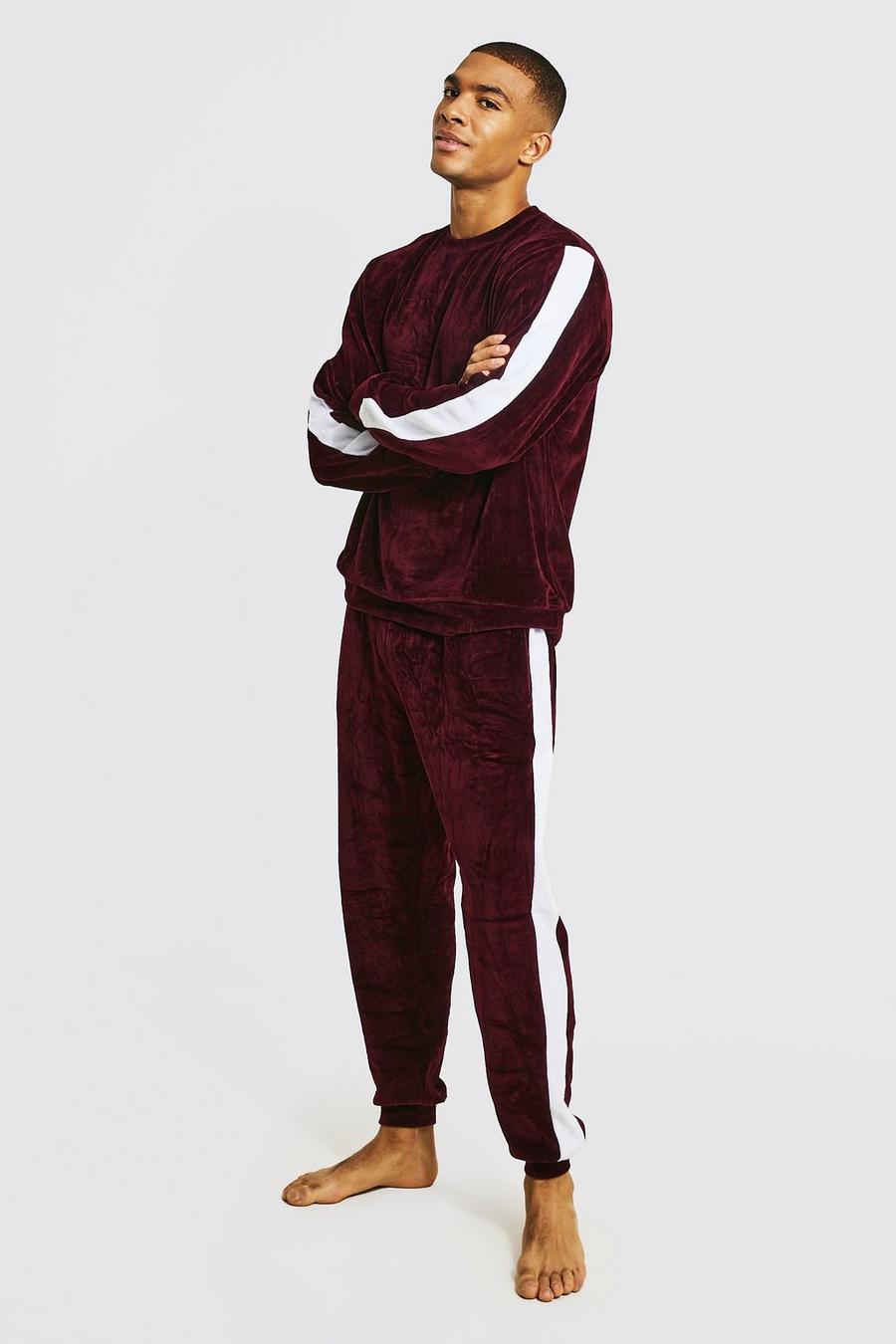 Plum Velour Jogger And Sweat Set image number 1