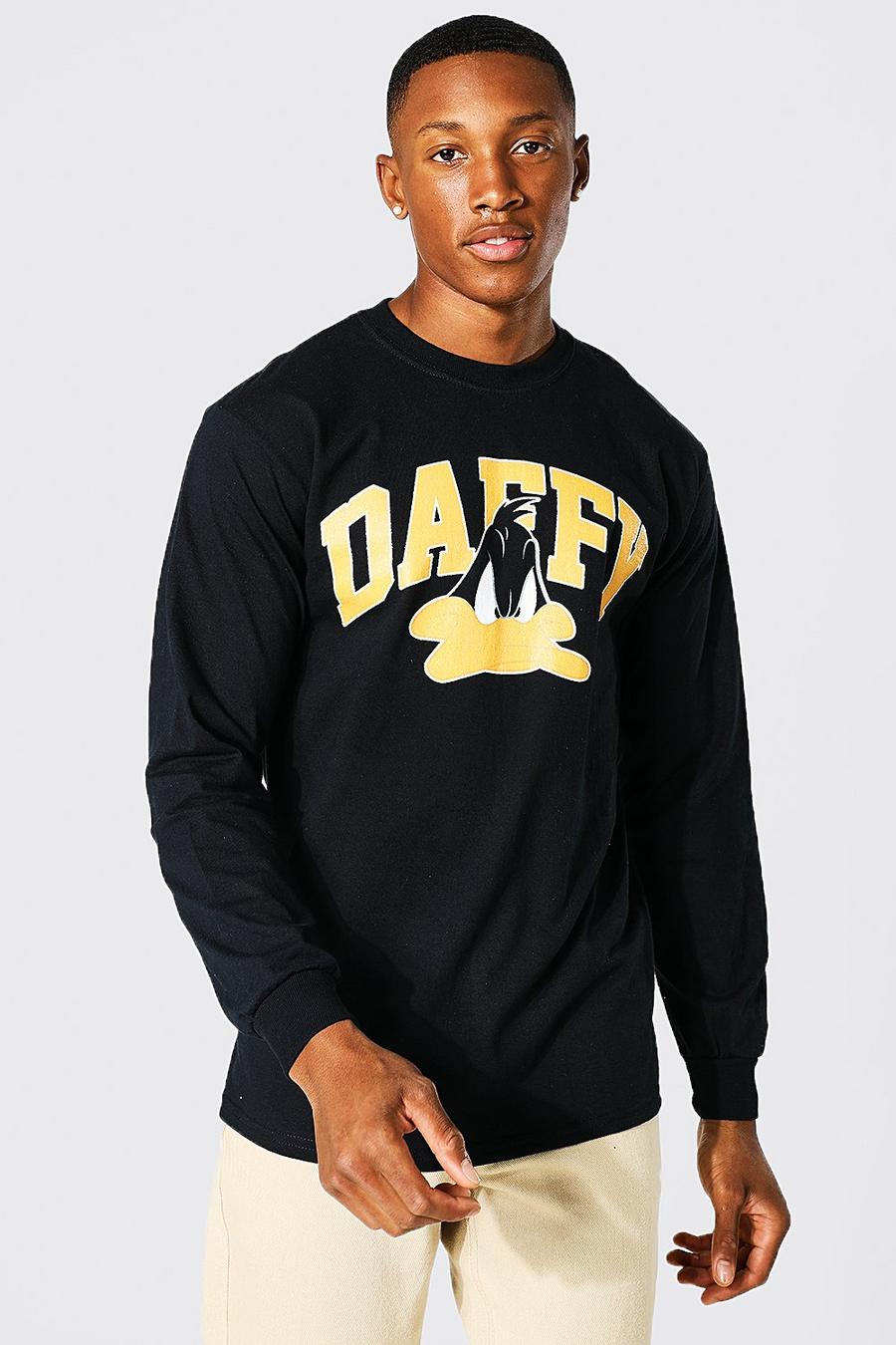 Black Gelicenseerd Daffy Duck T-Shirt Met Lange Mouwen image number 1