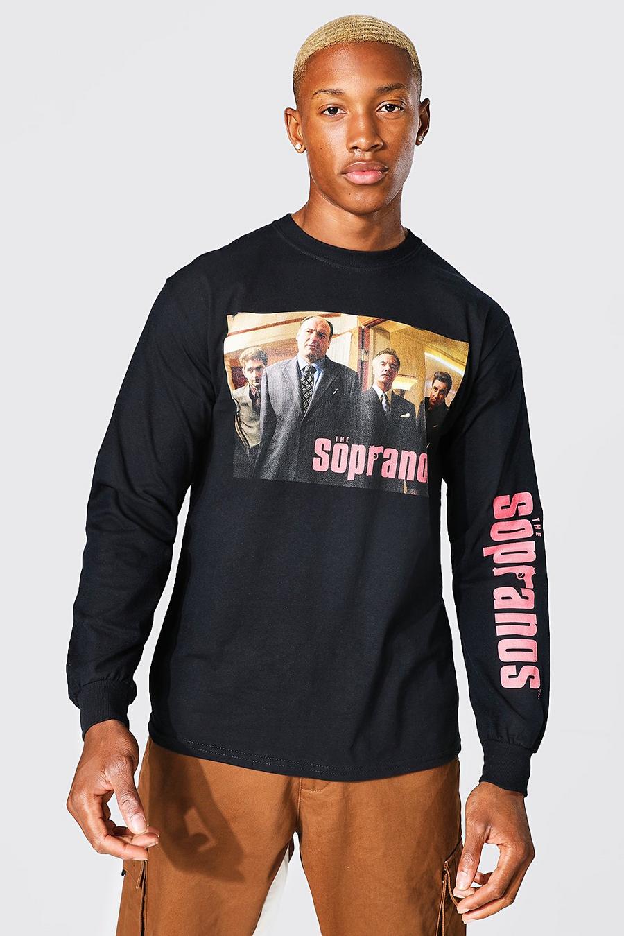 Black The Sopranos Long Sleeve License T-shirt image number 1