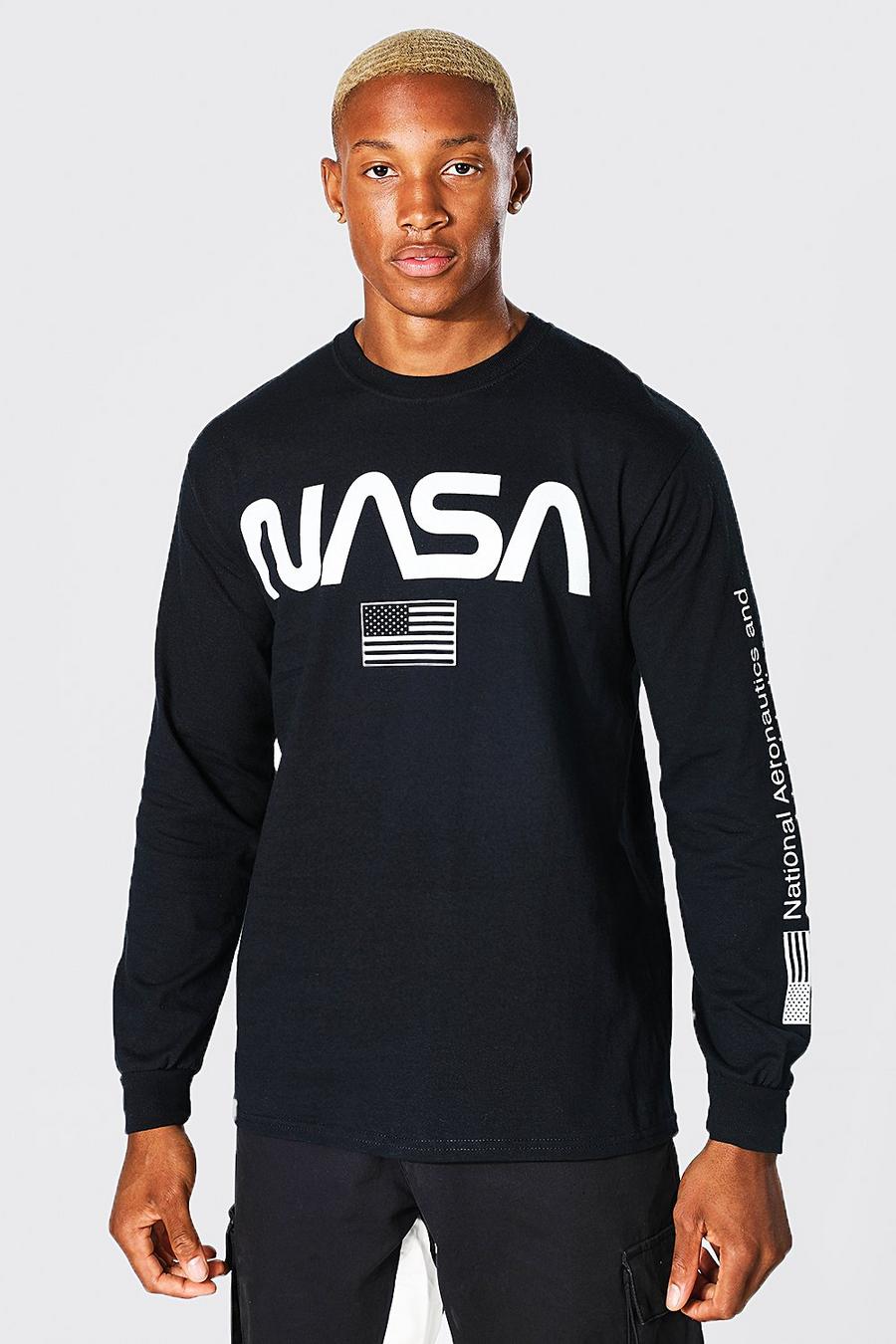 Camiseta de manga larga con estampado de NASA, Black image number 1