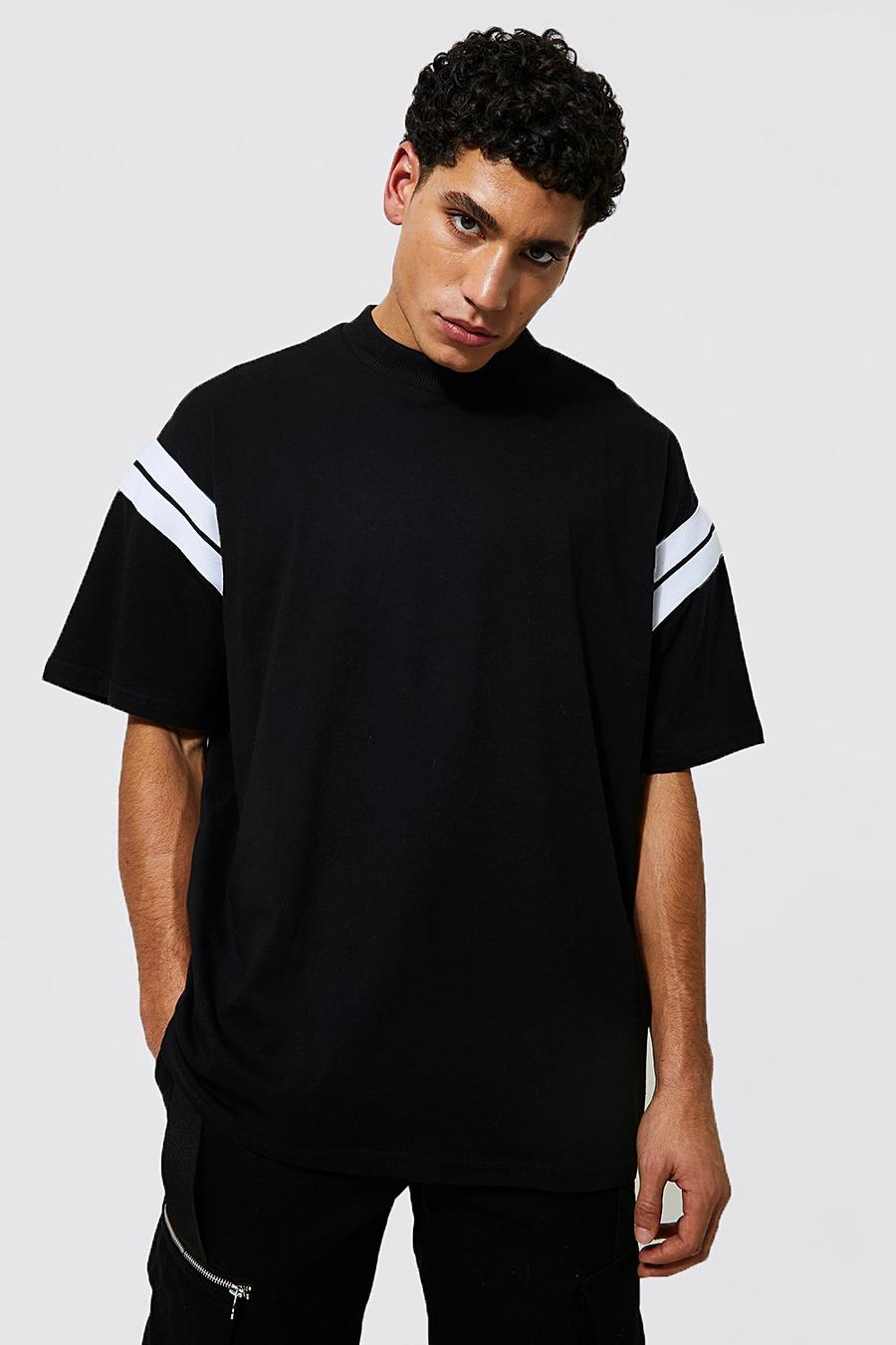 Black Oversize t-shirt med kantband image number 1