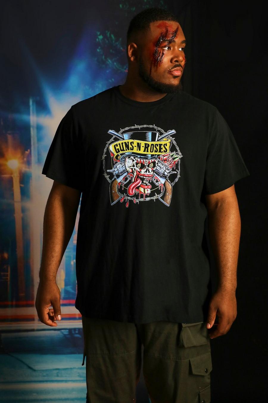 Camiseta Plus con estampado de calavera de Guns N' Roses, Black image number 1
