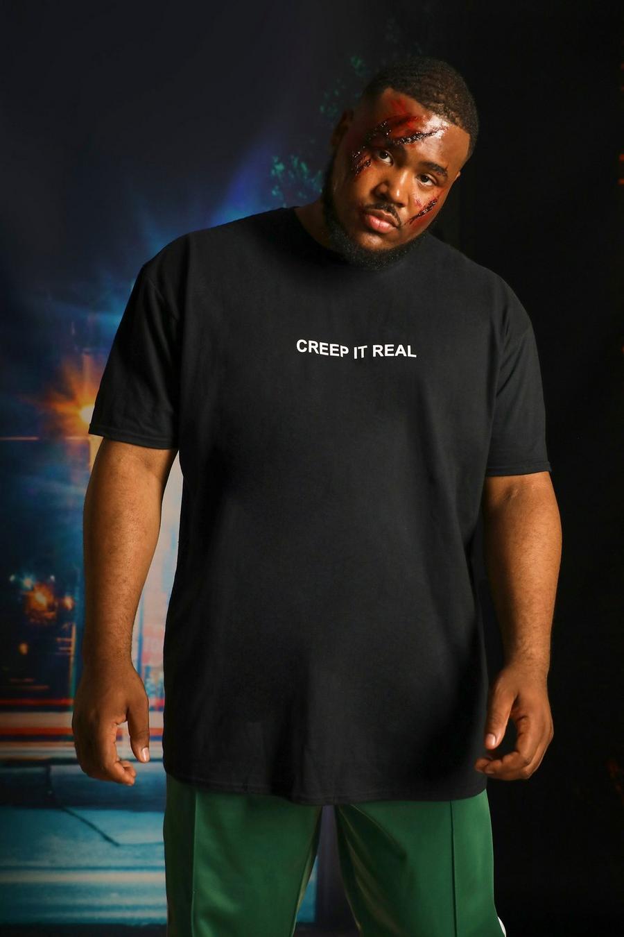 Camiseta Plus de Halloween con estampado Creep it Real, Black image number 1