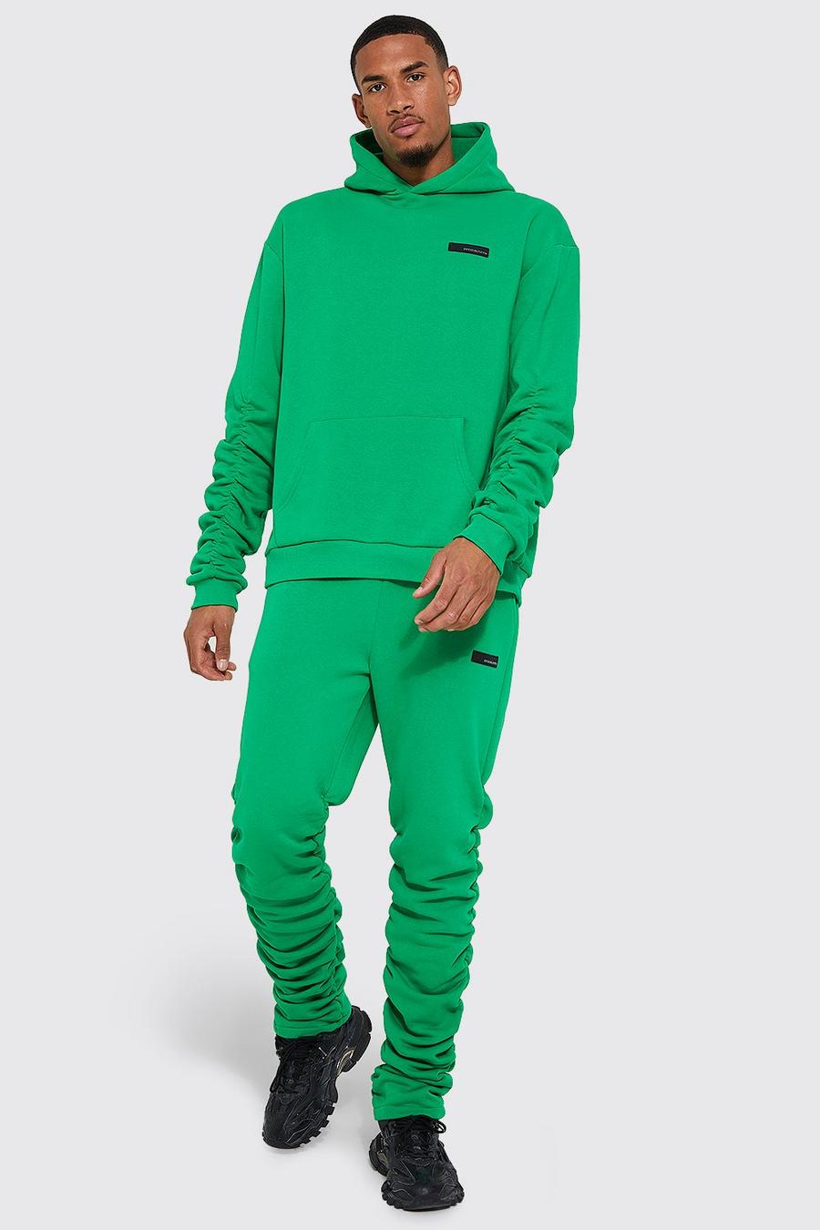 Green Tall Stacked Hooded Tracksuit With Tab image number 1