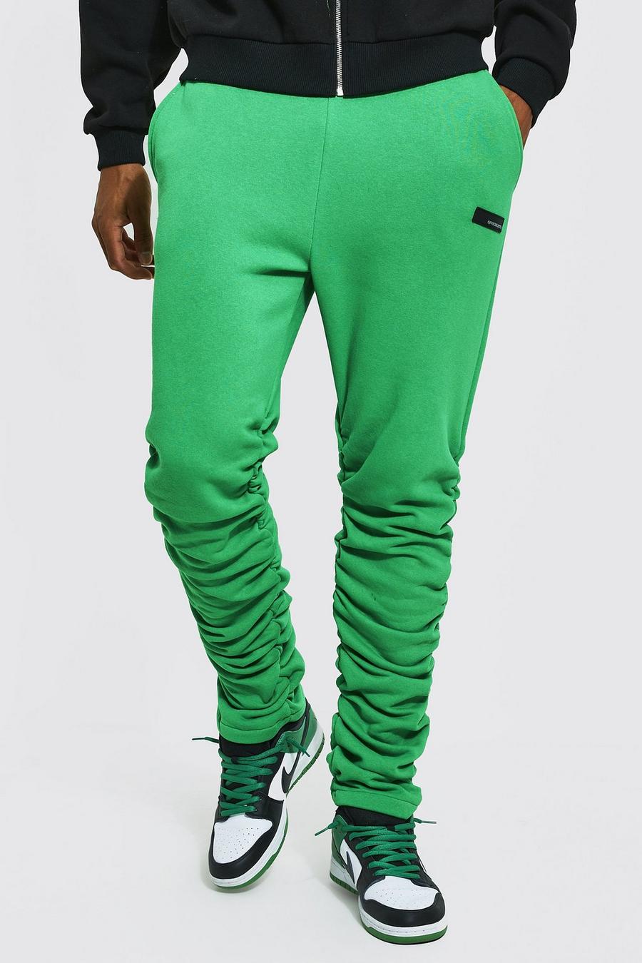Bright green vert Tall Geplooide Jersey Man Joggingbroek