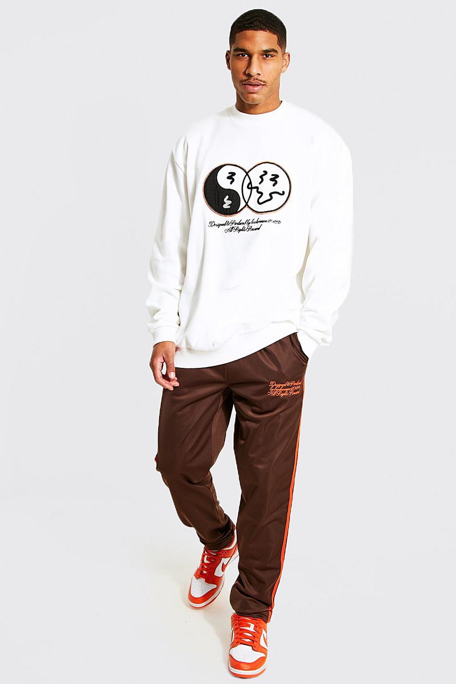 Brown Tall Sweater Tracksuit With Tricot Jogger image number 1