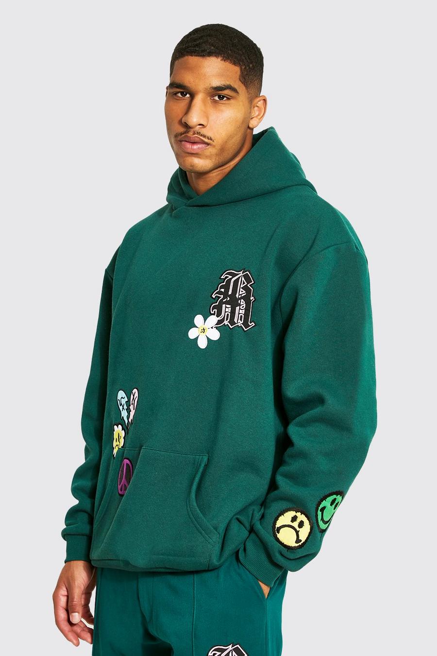 Dark green Tall Applique Oversized Hoodie image number 1