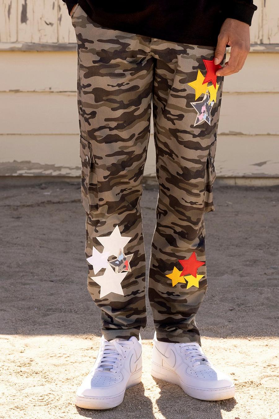 Tall Twill Camo Cargo Trouser With Applique image number 1
