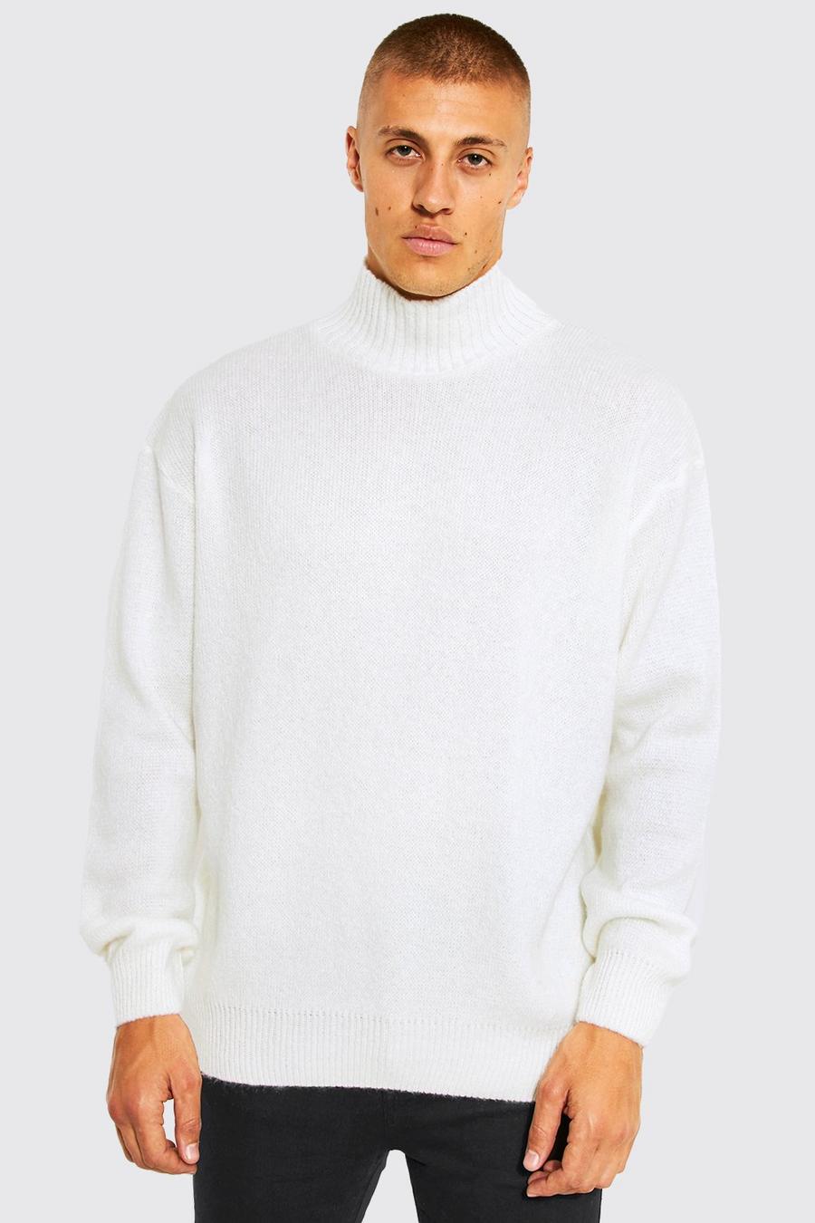 Oversize Pullover mit Trichterkragen, Cream image number 1