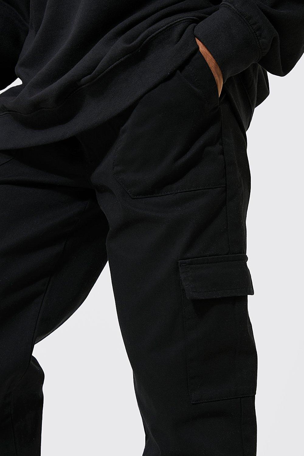 black twill cargo trousers