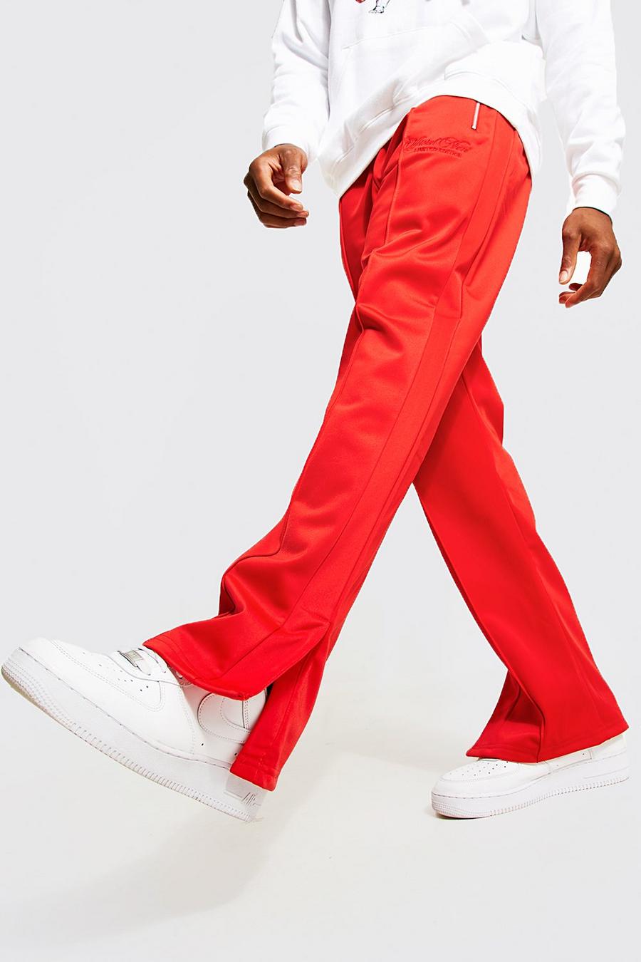 Red Official Man Tricot Joggers With Split Hem image number 1