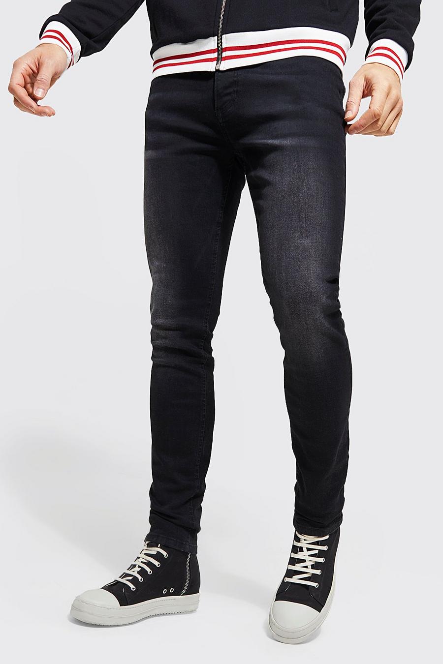 Washed black סקיני ג'ינס סטרץ' לגברים גבוהים image number 1