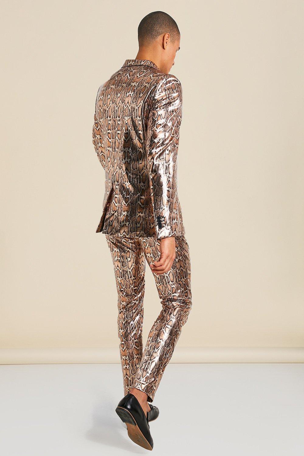 Slim Snake Print Single Breasted Jacket boohoo NZ