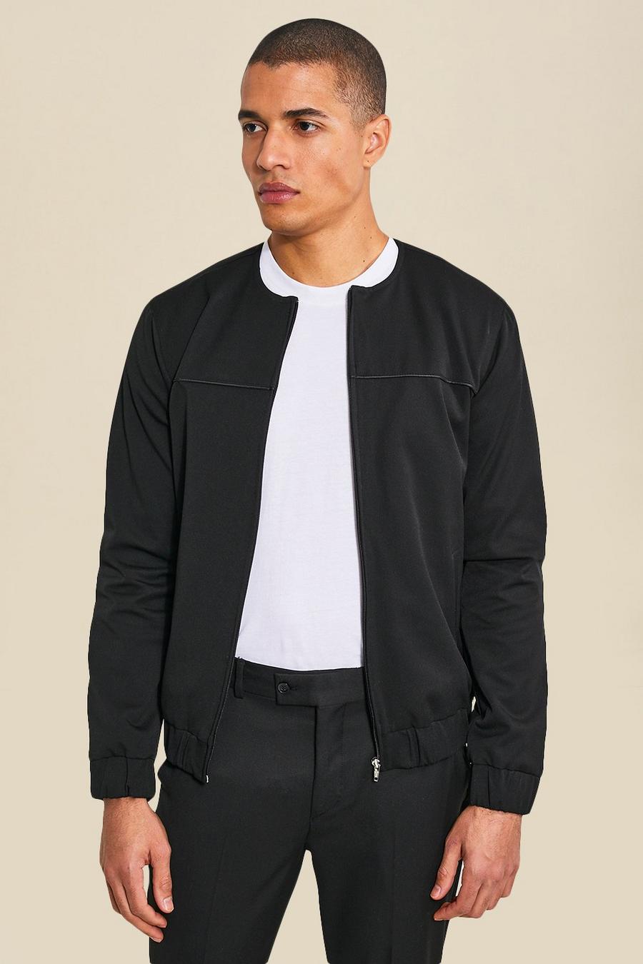 Men's Smart Bomber With Piping | Boohoo UK