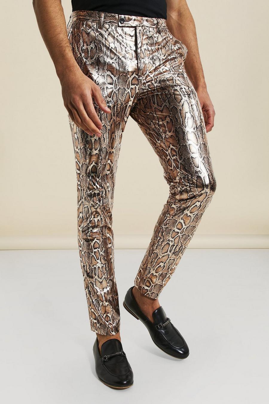 Gold metallic Slim Snake Print Trouser