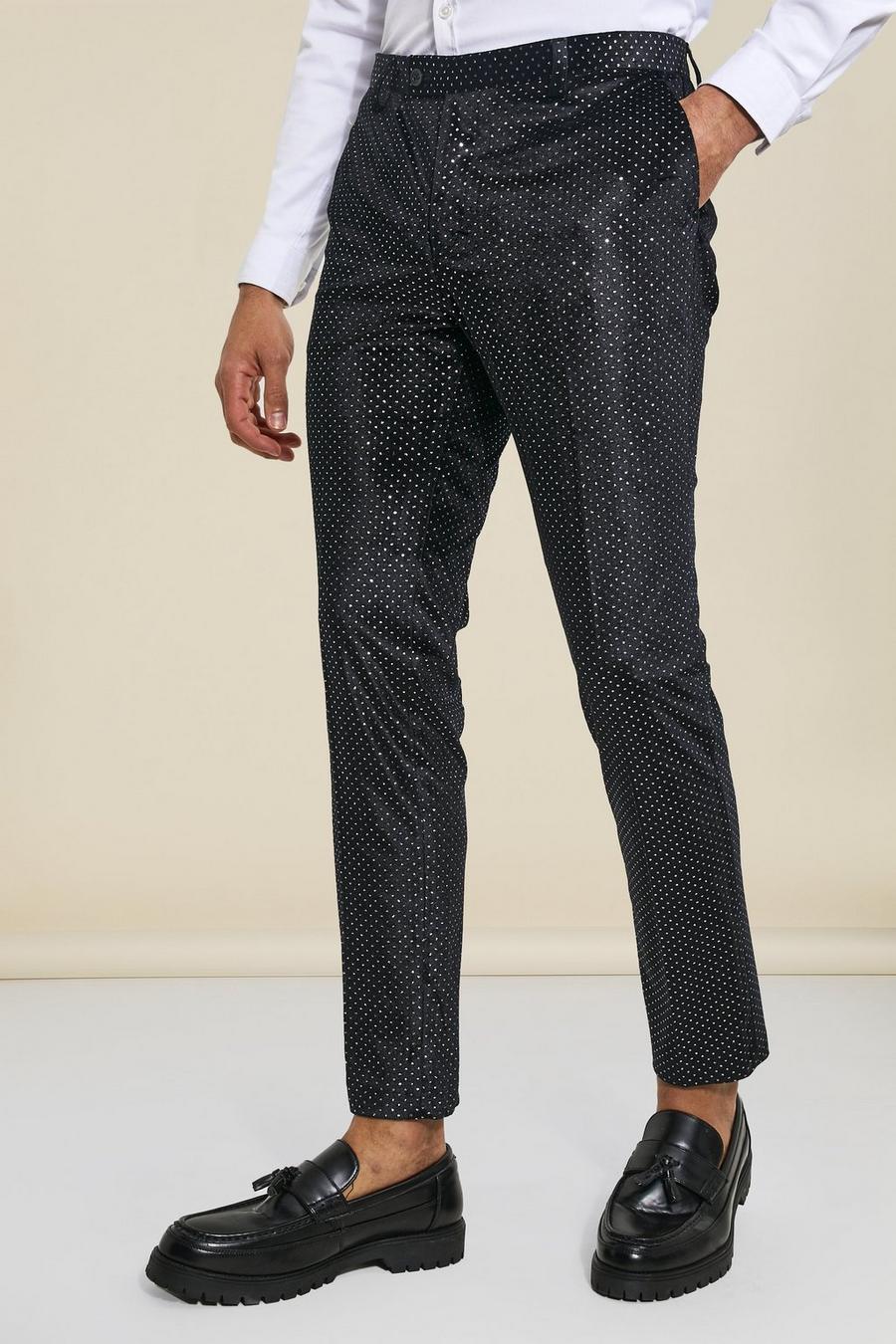Silver Skinny Diamante Trousers image number 1